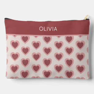 Customized Y2K Heart in Bordeaux Pink Retro Accessory Pouch