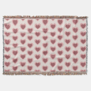 Customized Y2K Heart in Bordeaux Pink Retro Throw Blanket