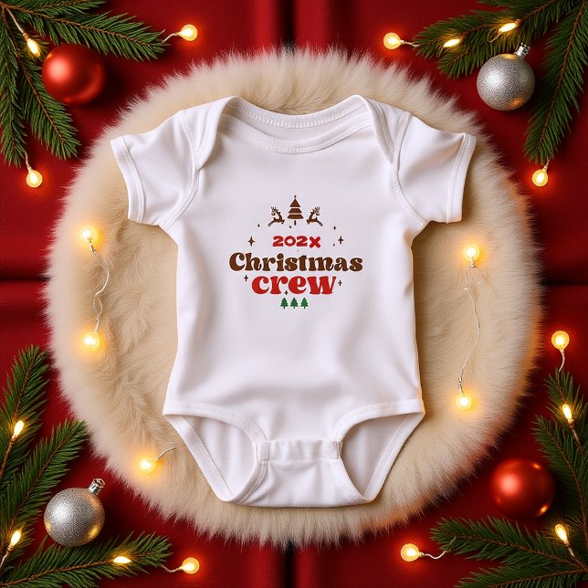 Customized year Christmas Crew  Baby Bodysuit (Custom Year Holiday Christmas Crew Baby Bodysuit)