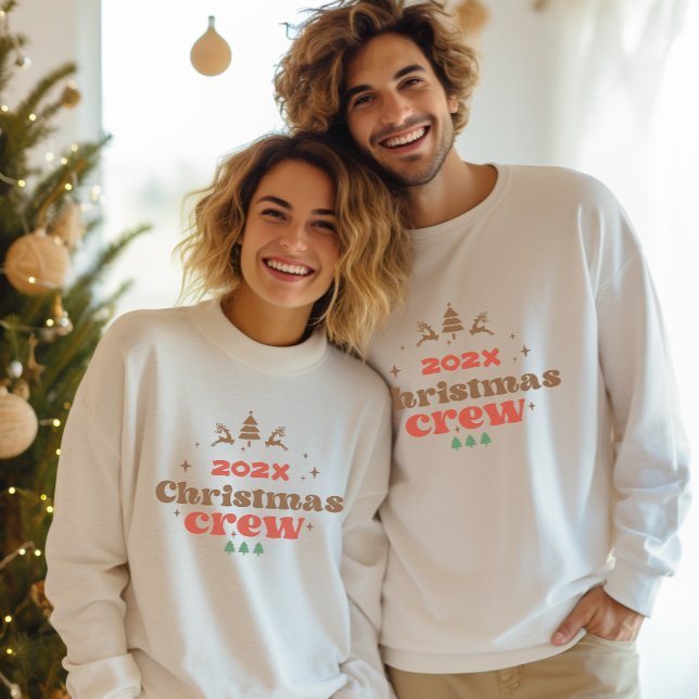 Customized year Christmas crew men's Sweatshirt (Custom Year Matching Holiday Christmas Crew men's Sweatshirt)