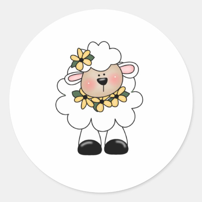 customlambflowers classic round sticker (Front)