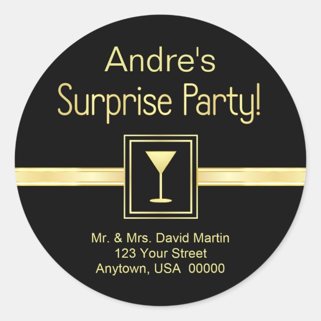 Customn Address Labels - Surprise Party (Front)