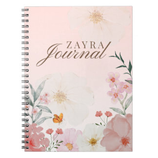customPersonal Blush Pink Watercolor Floral Peony Notebook