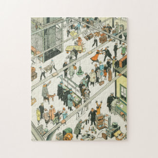 Customs inspection, funny cartoon by Tony Sarg Jigsaw Puzzle