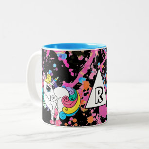 CustomText/ 1990s 90s Colourful Retro White Two-Tone Coffee Mug