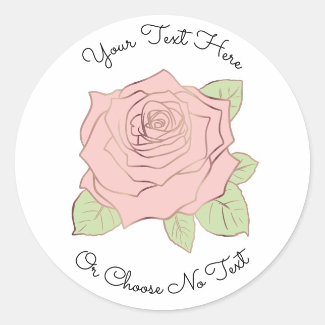 CustomText/  Elegant Pink Rose Gold Romantic Chic Classic Round Sticker (Front)