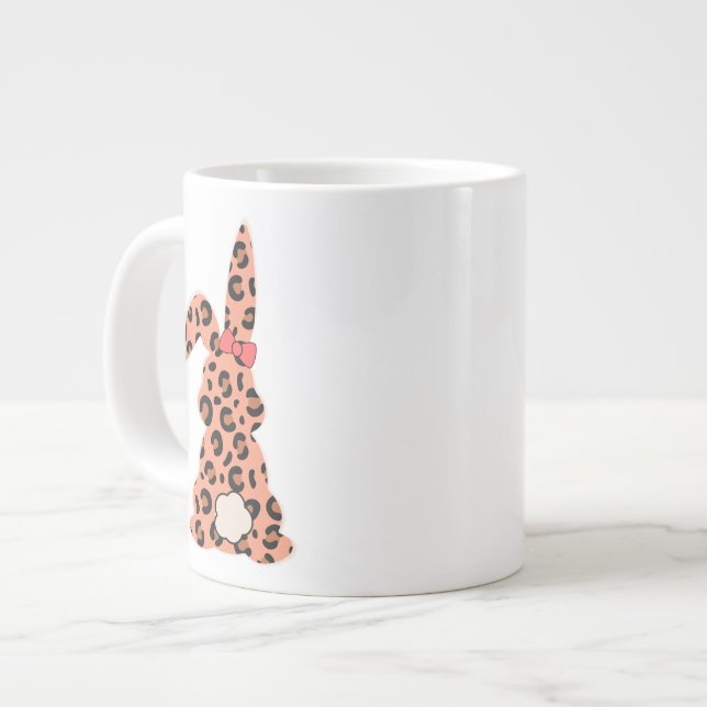 Custon Rabbit Pints Leopard Large Coffee Mug (Front Left)