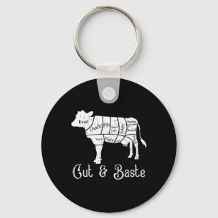 Cut And Ste Cow - Beef Butcher Cuts Of Meat Diagra Key Ring