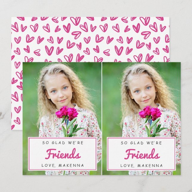 Cut-Apart Photo Classroom Valentines / Pink Holiday Card (Front/Back)