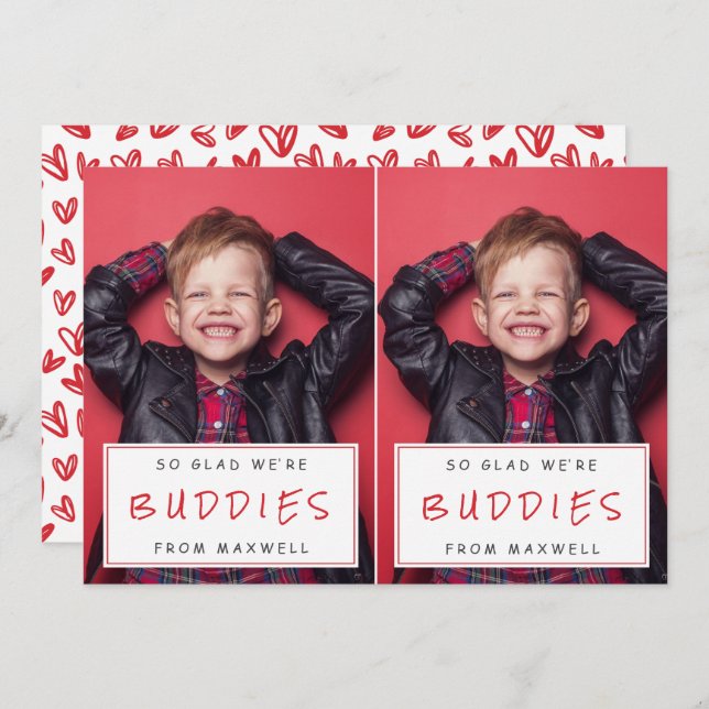 Cut-Apart Photo Classroom Valentines / Red Holiday Card (Front/Back)