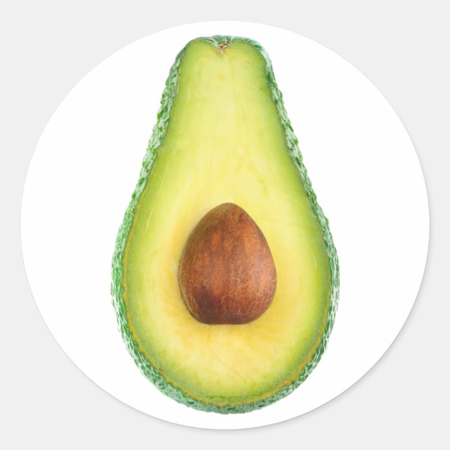 Cut avocado fruit classic round sticker (Front)