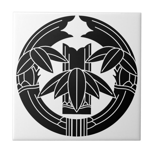 Cut bamboo in embracing bamboo leaves tile (Front)