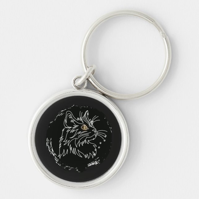 Cut Cat Lover Design Key Ring (Front)