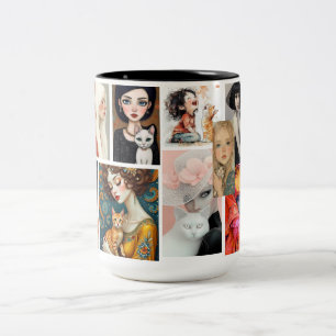 Cut cat lover Photo personialize Two-Tone Coffee Mug