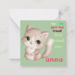 cut cat  valentine's day  note card
