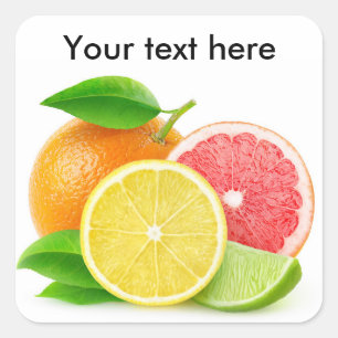 Cut citrus fruits square sticker