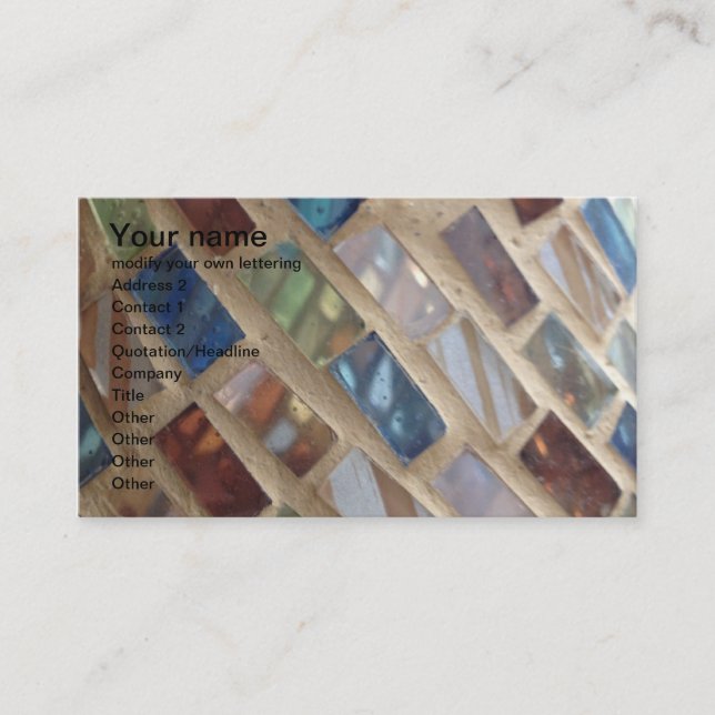 cut coloured glass mosaic business card (Front)