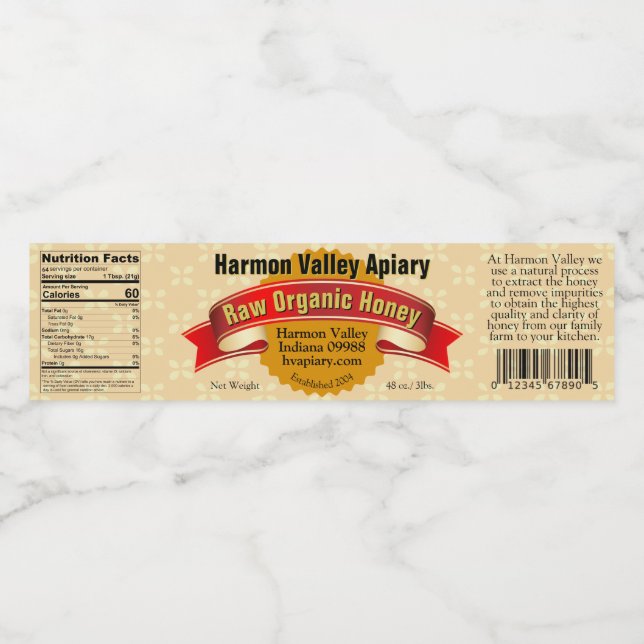 Cut Comb Honey Box Labels (Single Label)