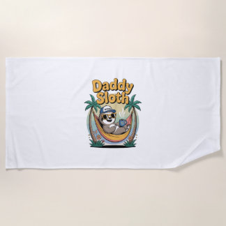 Cut Daddy Sloth Father Beach Towel