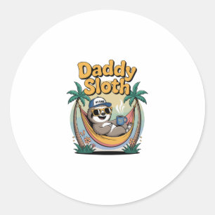 Cut Daddy Sloth Father Classic Round Sticker