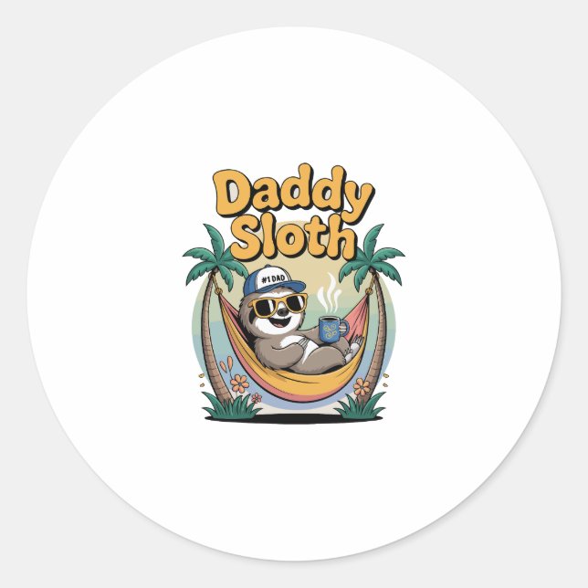 Cut Daddy Sloth Father Classic Round Sticker (Front)