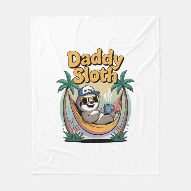 Cut Daddy Sloth Father Fleece Blanket (Front)