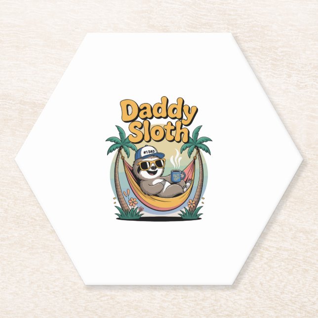 Cut Daddy Sloth Father Paper Coaster (Front)