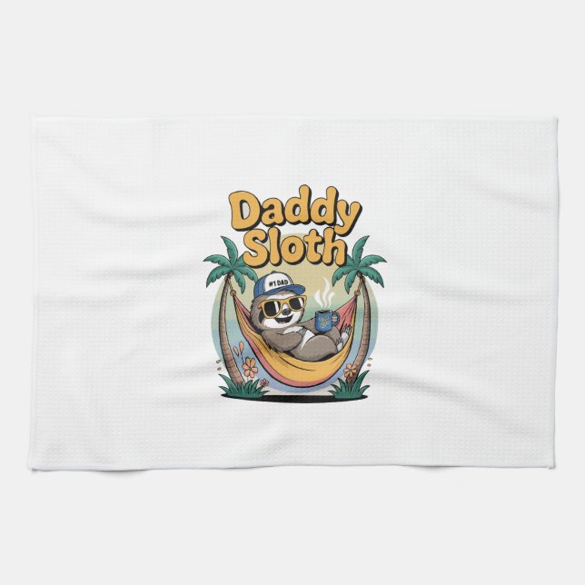 Cut Daddy Sloth Father Tea Towel (Horizontal)