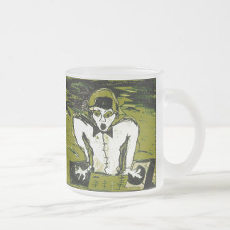 cut dj drawing graff frosted glass coffee mug