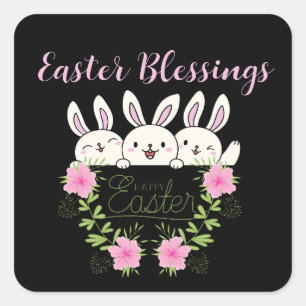 Cut Easter Blessing Bunny Square Sticker