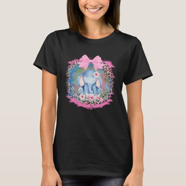 Cut Elephant Flower Boho Elephant T-Shirt (Front)