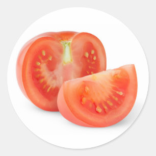 Cut fresh tomato classic round sticker