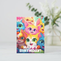 Cut Funny Anime Kittens Meow-tastic Birthday