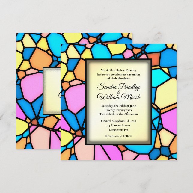 Cut Glass Mosaic Wedding Invitation (Front/Back)