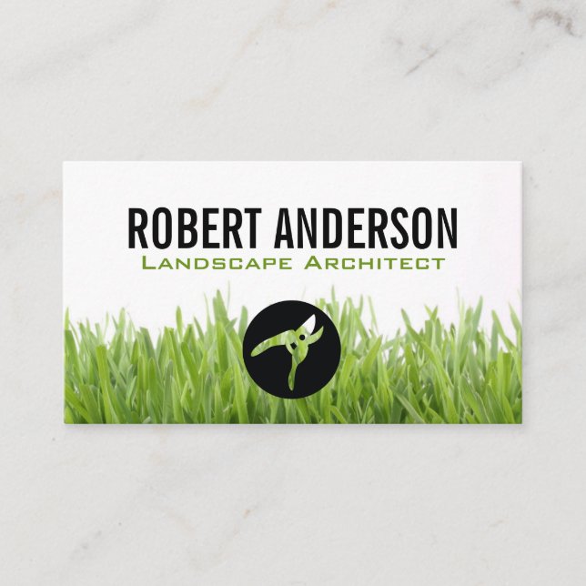 Cut Grass | Hedge Clippers | Landscaper Business Card (Front)