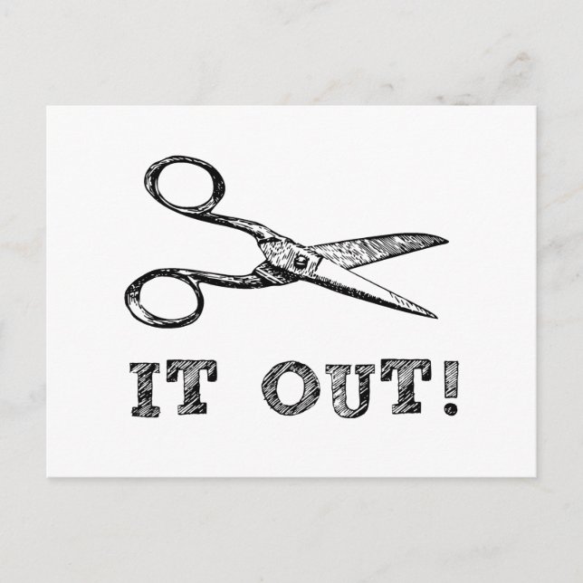 Cut It Out Scissors Postcard (Front)
