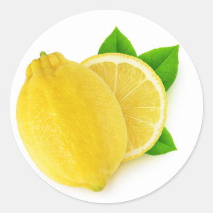 Cut lemon classic round sticker