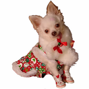 Cut Little Chihuahua Christmas Ornament Standing Photo Sculpture