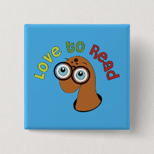 Cut Love to read bookworm button word art