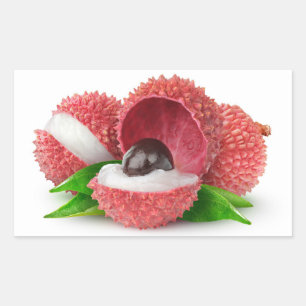 Cut lychee fruits rectangular sticker