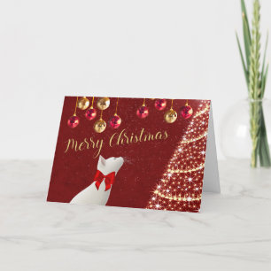 Cut Merry Christmas Cat Card with Snow