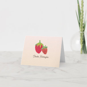 Cut Modern Red Strawberries Hand-Illustrated Thank You Card