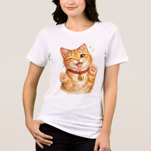 Cut Orange Cat Watercolon T-Shirt Tri-Blend Shirt