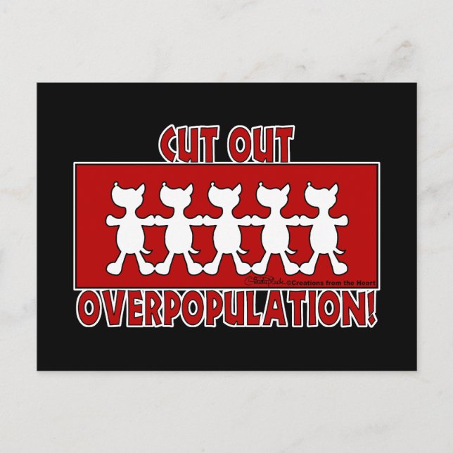 Cut Out Overpopulation! Dogs Postcard (Front)