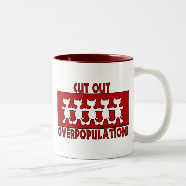 Cut Out Overpopulation! Dogs Two-Tone Coffee Mug (Right)
