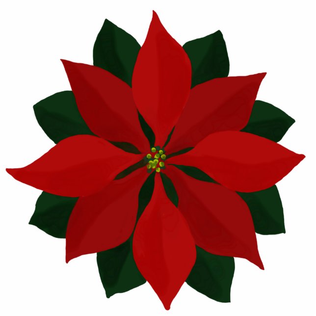 Cut-Out Poinsettia Christmas Ornament Photo Sculpture Decoration (Front)