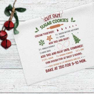 Cut Out Sugar Cookie Recipe Christmas Tea Towel