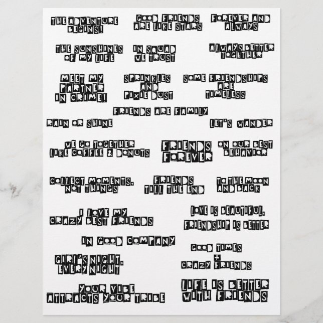 Cut Out Words Love Friendship Scrapbook Quotes (Front)