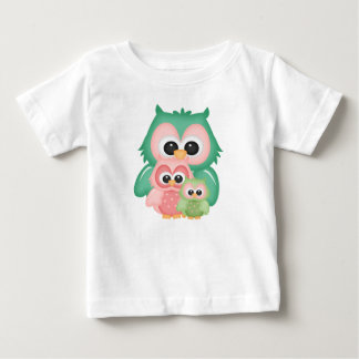Cut Owls Branch Pink Mint Green Birds Baby T-Shirt