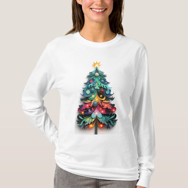 Cut paper Christmas tree T-Shirt (Front)